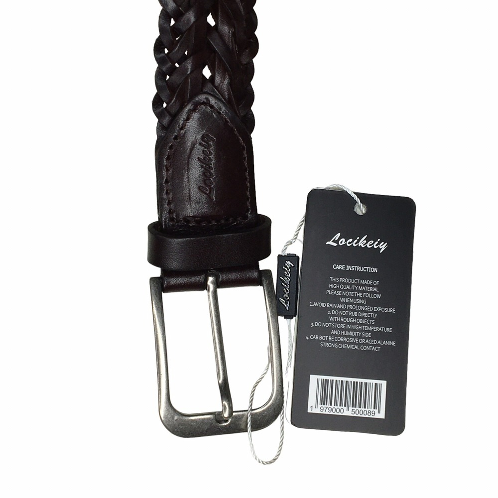 Locikeiy Belt Mens 44 Brown Leather Braided NWT Classic Core‎ Preppy Casual